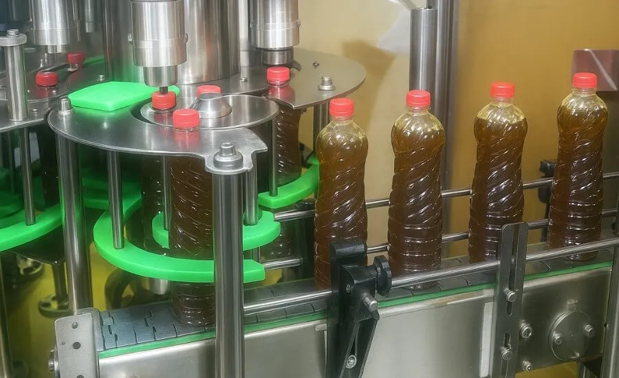 PET Bottle 12 Head Rotary Filler Capper Monoblock – side view